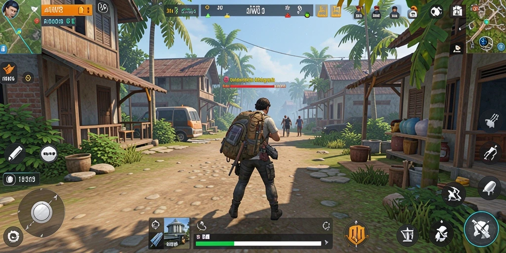 Tangkapan layar gameplay AW8 menampilkan kehidupan sehari-hari yang interaktif.