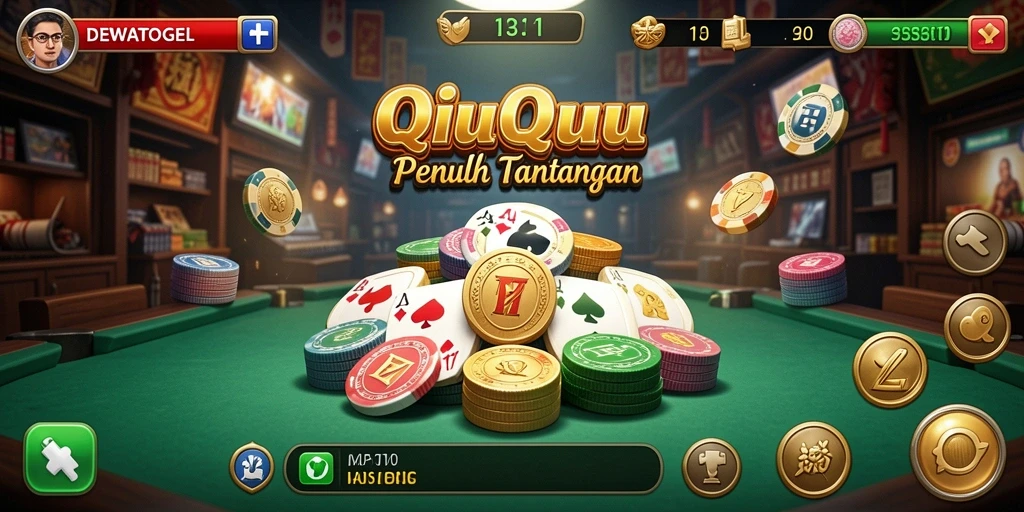 Tampilan gameplay seru DEWATOGEL dengan kartu QiuQiu.