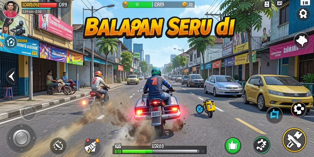Gameplay seru dengan mobil balap yang cepat dan lintasan menantang.