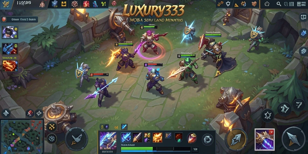 Screenshot LUXURY333 menampilkan aksi seru dalam pertempuran MOBA.