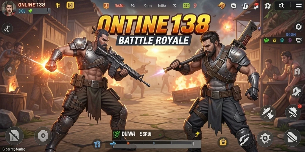 Gameplay ONLINE138 yang intens dan menegangkan dalam pertempuran Battle Royale.