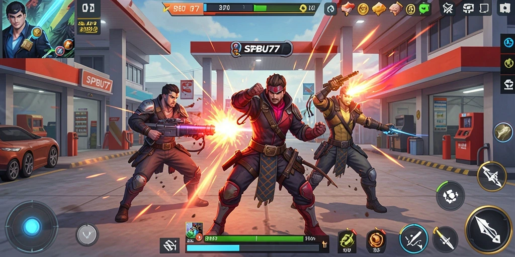 Tampilan gameplay yang intens dan strategis dari SPBU77.