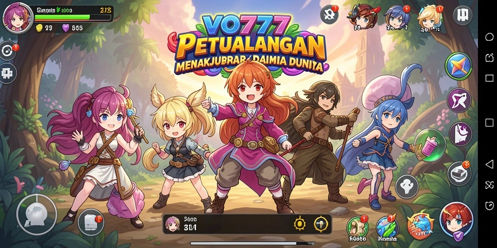Tampilan gameplay VO777 yang memukau dengan karakter Anime.